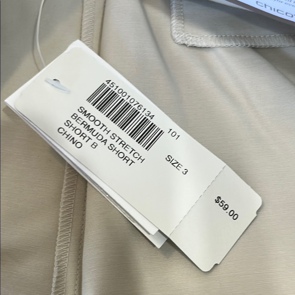 NWT $59 Chico's Beige Women's Chino Bermudas Shorts The Ultimate Fit - Picture 4 of 6